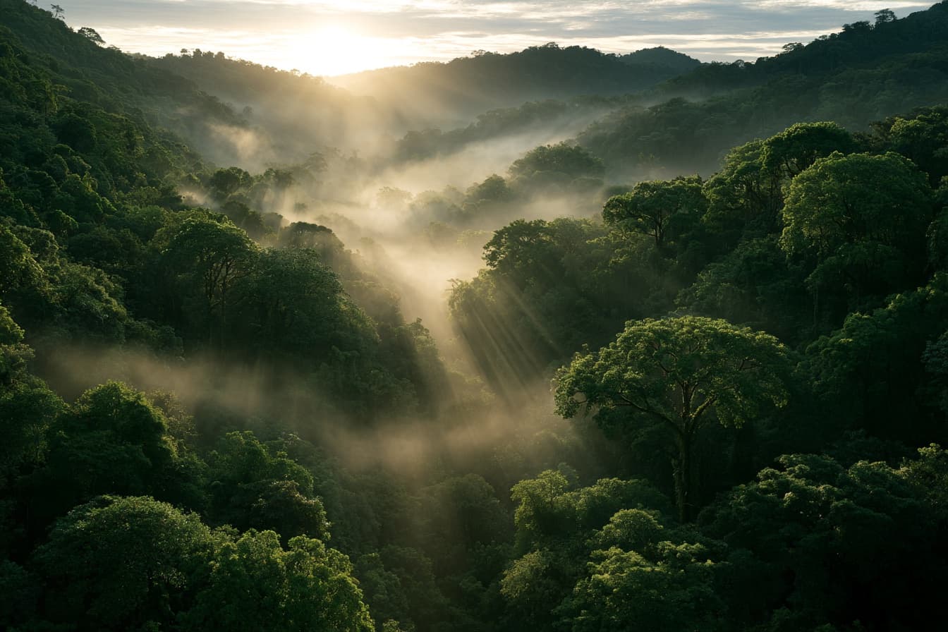 Sunset over the rainforest