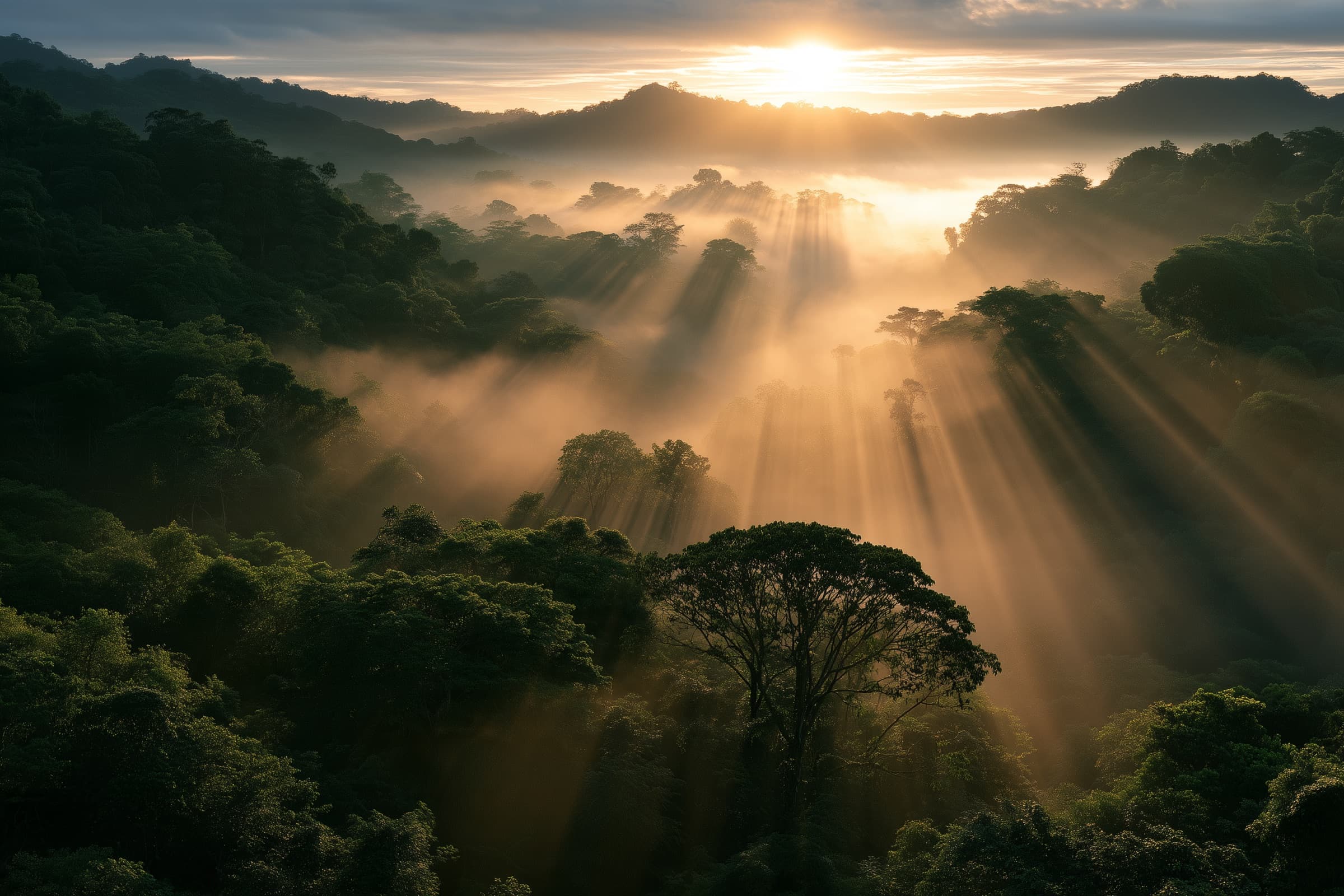 Sunrise over the jungle canopy